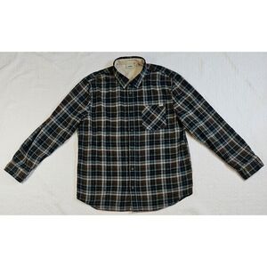 Vans Off The Wall Brown and Blue Plaid Flannel Button Down Shirt